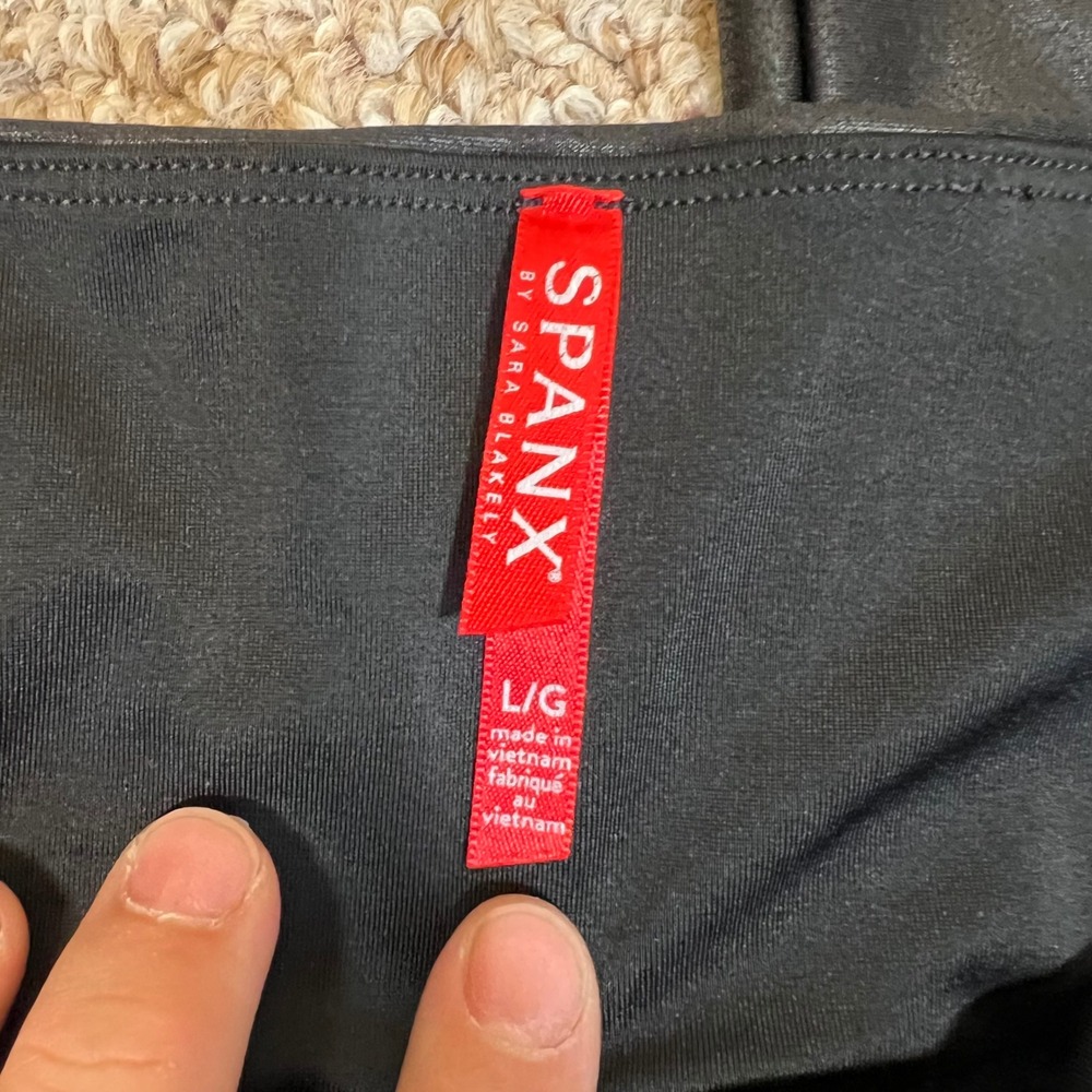 Spanx Faux Leather Leggings Black High Waisted Shapewear Large 20240R
